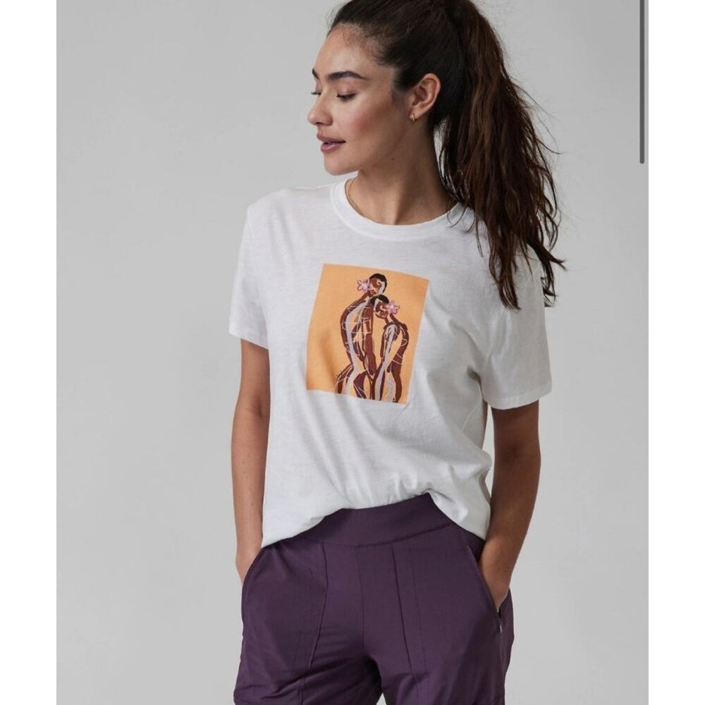 Athleta Daily Relaxed Artist Graphic White Tee Size 2X NWT